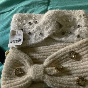 Cream Knitted Headbands with Embellishmentswinter headbands